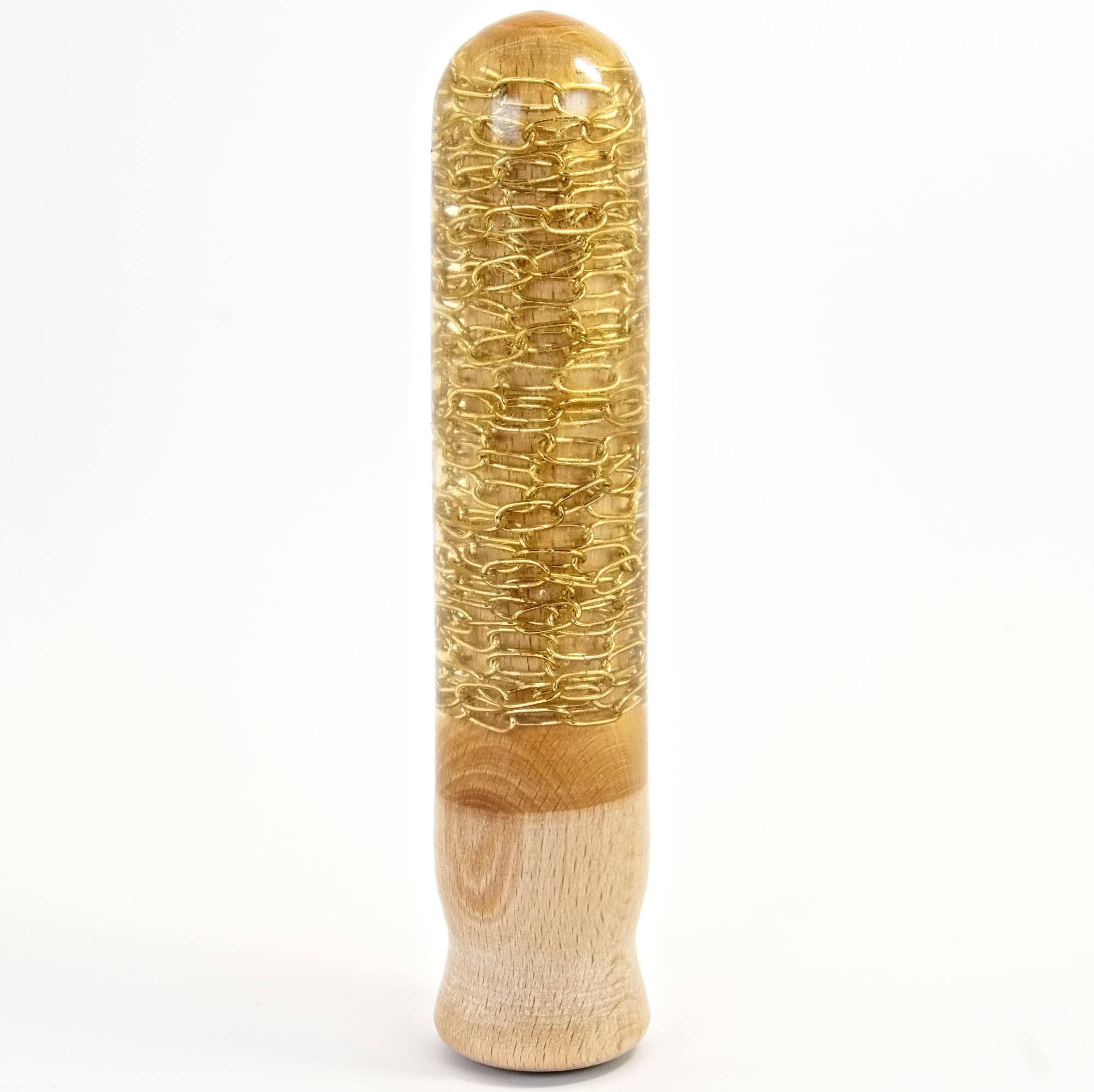 Holzdildo mit Epoxidharz & Ketten – handgefertigt